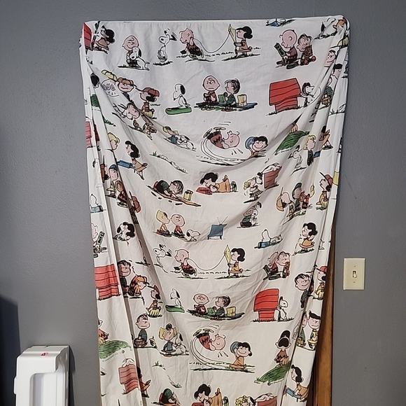 Vtg 1971 Peanuts Snoopy Charlie Brown Sheet Set Sears Schulz Twin pillowcases - Picture 1 of 14